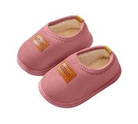 Générique Chaussette Garçon Chaussures Couleur Unie Semelle Souple Hiver Chaud intérieur antidérapant Coton Chaussures Chaussons Élégants (Pink, 27 Toddler)