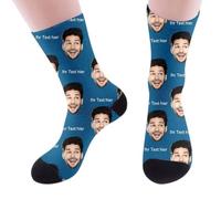 Générique Chaussette Personnalisé Photo, Chaussette Noel Fantaisie avec Visage - Cadeaux Personnalisés Drôles Rigolotes pour Femme Homme Amour Famille, Cadeau Pour Noël