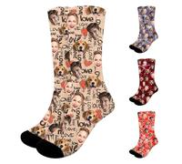 Générique Chaussettes à visage personnalisées pour couples, Cadeaux photo sur mesure pour la Saint-Valentin, les animaux ou la famille