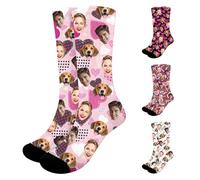 Générique Chaussettes à visage personnalisées pour couples, Cadeaux photo sur mesure pour la Saint-Valentin, les animaux ou la famille