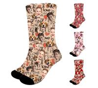 Générique Chaussettes à visage personnalisées pour couples, Cadeaux photo sur mesure pour la Saint-Valentin, les animaux ou la famille