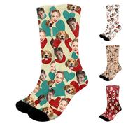 Générique Chaussettes à visage personnalisées pour couples, Cadeaux photo sur mesure pour la Saint-Valentin, les animaux ou la famille
