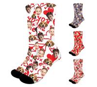 Générique Chaussettes à visage personnalisées pour couples, Cadeaux photo sur mesure pour la Saint-Valentin, les animaux ou la famille