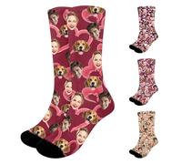 Générique Chaussettes à visage personnalisées pour couples, Cadeaux photo sur mesure pour la Saint-Valentin, les animaux ou la famille