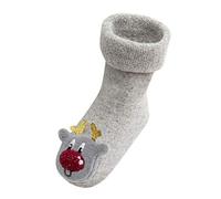 Générique Chaussettes Bébé de Noël Chausson Tout-petits Enfants Garçons et Filles avec Décorations de Noël 3D Santa Deer Chaussettes Chaudes Tricotées en Epaisses pour Bébé 0-3 Ans (Grey, 1-3 Years)