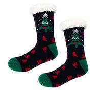 Générique Chaussettes Chausson Chaussette Antidérapante Femme Hiver Chaude Pantoufles Homme Vetement Paillette Cocooning Noël Polaire De Nuit Robe Chambre A-Le noir