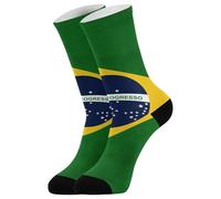 Générique Chaussettes de Contention Mixte, Chaussettes Hautes à Motif Drapeau du Brésil, Antidérapantes, Taille 39-42, Chaussette Fun pour Running, Pilates, Fitness et Usage Quotidien