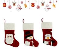 Générique Chaussettes de Noël en Velours Rouge, Personnalisables avec des Noms, Motif Père Noël/Bonhomme de Neige/Pingouin, Grande Taille (44 cm) (Pingouin)