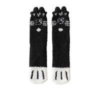 Générique Chaussettes Enfant En pantoufles confortables et moelleuses, chaussettes de couchage d'hiver avec motif de chat, cadeaux pour femmes et filles Homme Noir (E, One Size)