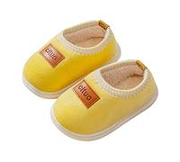 Générique Chaussettes Garçon chaussures couleur unie semelle souple hiver chaud intérieur antidérapant coton chaussures Chaussons Animaux Enfant (Yellow, 22 Toddler)