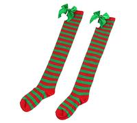 Générique Chaussettes Hautes de Noël Femme, Bas de Noel Grande Chaussettes Montantes Collant Lutin pour Fête Cosplay, Chaussettes de Noël Hautes pour Femmes, Montantes Bas d'Hiver
