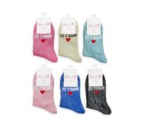 Générique Chaussettes paillettes Je t'aime (Rose pâle)
