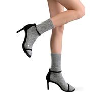 Générique Chaussettes Paillettes - Taille Unique - Parfaite, Unique, Wesh, Tana, Princesse, Pipelette, Raleuse, Gourmande, Aigrie, Lurex Style Chaussettes à Paillettes (Gris Clair)