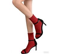 Générique Chaussettes Paillettes - Taille Unique - Parfaite, Unique, Wesh, Tana, Princesse, Pipelette, Raleuse, Gourmande, Aigrie, Lurex Style Chaussettes à Paillettes (Rouge)