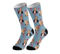 Générique Chaussettes Personnalisée Avec Photo, Chaussette Marrante Chaussettes Photo Visage Novelty Chaussette Personnalisé Chaussette Antidérapantes Chaussettes Fantaisie pour Femmes Hommes