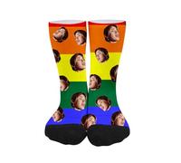 Générique Chaussettes personnalisées avec photo, cadeaux personnalisés de Saint-Valentin pour petit ami petite amie (FR/ES, Alpha/lettres, Taille unique, Taille normale, Taille normale, B)