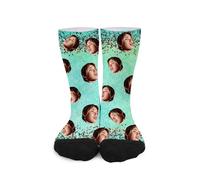 Générique Chaussettes personnalisées avec Photos et textes, chaussettes personnalisées avec photo (FR/ES, Alpha/lettres, Taille unique, Taille normale, Taille normale, G)