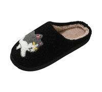 Générique Chausson Femme Chaussons d'intérieur douillets pour femmes avec motif félin ludique pantoufles chaudes unisexe pour un confort domestique en toutes saisons (Black, 37)