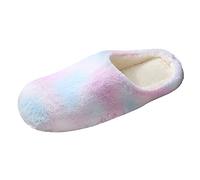 Générique Chausson Fourré Femme Velours Multicolore pour Femmes Pantoufles Chaussures Cravate-Teinture Orteil Pantoufles Rondes Appartements Plus pour Femmes Maison Pantoufle Femme