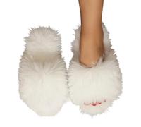 Générique Chausson Serpillère Chaussons d'hiver polaire pour femme chaussures d'intérieur confortables à semelle antidérapante pour un maximum de chaleur et de bien-être domestique (White, 41)