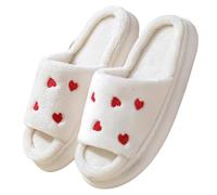 Générique Chaussons de Maison Pantoufles confortables pour couples,chaudes et plates,à motif cœur,idéales pour l'intérieur et l'extérieur,parfaites la Saint-Valentin en hiver.