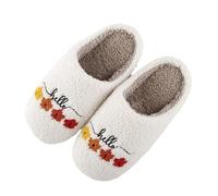 Générique Chaussons d'hiver Confortables pour Couple, Chaussures d'intérieur et d'extérieur avec imprimés festifs pour des Chaussures de Maison Confortables (White-H, 39)