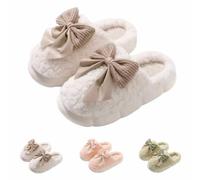 Générique Chaussons en Coton pour Femme avec Nœud Pantoufles Mignonnes À Fourrure Confortables Et Chaudes Chaussons Moelleux Bout Fermé Pantoufles Casual De Intérieures, Chambre, Maison