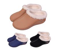 Générique Chaussons en coton talon compensé femme grande taille 2025 Automne Hiver nouveau, semelle épaisse polaire chaude slip-on, antidérapant sabot demi-chausson pour maison et extérieur (2,43)