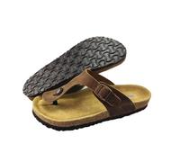 Générique Chaussons en cuir casual avec haut en de vache coupe basse sandales antidérapantes et résistantes à l usure pour les couples (café,39)