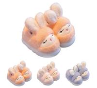 Générique Chaussons en Peluche d'hiver Chauds pour Enfants Chaussons de Maison Antidérapants à Semelle Épaisse pour Garçons et Filles, avec Motif Lapin Aux Yeux Fermés Doux et Confortables