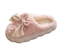 Générique Chaussons féminins douillets et élégants Confort intérieur avec nœud Chaussure Chaude pour la Maison à Enfiler sur Semelle Plate réponse idéale pour l'hiver et Le Quotidien (37)