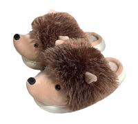 Générique Chaussons Femme 3D Hérisson Pantoufles Fermé Hiver Peluche Confortable Chaud à Enfiler Chaussures la Maison et Extérieur (Brown, 39)