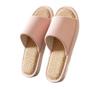 Générique Chaussons Femme Hiver Couleur Unie En Lin Et Coton Pour La Maison, Chausson Homme Respirables Et Antidérapantes Pour Toutes Saisons, Pantoufles À Bout Ouvert Convient Femmes Et Hommes