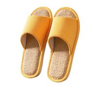 Générique Chaussons Femme Hiver Couleur Unie En Lin Et Coton Pour La Maison, Chausson Homme Respirables Et Antidérapantes Pour Toutes Saisons, Pantoufles À Bout Ouvert Convient Femmes Et Hommes