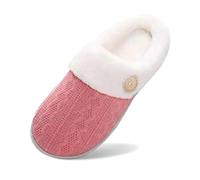 Générique Chaussons Femme Homme Hiver Chaud Mémoire de Forme Confortable fourrés Faux Daim à Fourrure Doublure Pantoufles Antidérapant Intérieur/extérieur (Watermelon Red, 37)