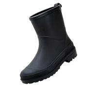 Générique Chaussons Fourrure Cher Short Rain Boots for Womens Ankle Rainboot Garden Boot Ladies Rubber Outside Work with Comfort Bottes Cheville Talon (Black, 40)