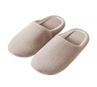Générique Chaussons Hiver Femme Chaussons pour la Maison et Intérieur Unisexe à Bout Fermé Semelle Souple et Chaude pour Parquet Modèle Couple(Beige, 40-41)