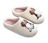 Générique Chaussons Maison Femme Homme en Tissu Doux, Chaussons Pantoufles Maison Cœurs Motif Brodé Chauffants et Confortables pour Dames de Salon et de Salle de Bain