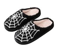 Générique Chaussons Peluche Adulte,Chausson Femme Confortable Pantoufles Antidérapant en Coton Pelucheux pour Couple Slippers Unisexe Motif Toile D'araignée d'halloween Accueil Slippers