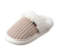 Générique Chaussons unisexes en peluche pour couple, pantoufles tendance en coton bout fermé et talon ouvert, semelle souple Chaussons Pour Taille 5 (Khaki, 44)