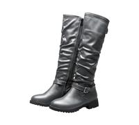 Générique Chaussure De Chasse Homme Femme Plateforme Botte Mode Ceinture Boucle Bout Rond LowHeel côté Fermeture éclair Bottes de Mode Chaussures Montantes Femme Botte Chaussette (Grey, 39)