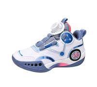 Générique Chaussure Enfant GarçOn,Chaussures De Basket-Ball en Chaussures De Sport à Boutons Rotatifs pour GarçOns, Moyennes Et Grandes (Blue, 39 Big Kids)