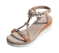 Générique Chaussure Ete Femme Chaussons De Plage Chaussure Compensee Femme Chaussures Tongs De Plage Sandales Orthopédiques Sandales Compensées Élastiques Plates Bohèmes Été Confortable Compensées