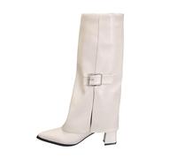 Générique Chaussure Femme Bottes Femme Botte Mollet Large Chaussure Hiver Cavalieres Chaussures Pieds Larges et Boots Fourrées Equitation de Randonnée Talon Caoutchouc Chaudes Cuir Bottines Haute