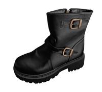 Générique Chaussure Femme Confortable Chic,Bottes De Neige à TêTe Ronde Bottes à Fond éPais en Velours Bottes Courtes DéContractéEs (Black 38)