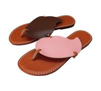 Générique Chaussure Femme Confortable Dames été couleur blocage feuilles en cuir souple Clip orteil fond plat plage vêtements chauds grande taille sandales pantoufles(39)