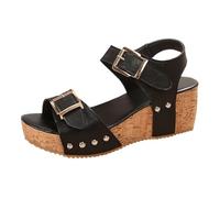 Générique Chaussure Femme Confortable Sandales pour femmes pour un confort et un style quotidiens. Modèle à enfiler à bout ouvert avec talon compensé le travail(Black,41)