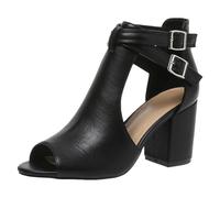 Générique Chaussure Femme Confortable Source de chaussures pour femmes,sandales à talons hauts épais,semelle souple,mode,bout ouvert,bouche de poisson(Black,42)