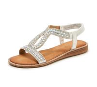 Générique Chaussure Femme Sandales bohèmes tendance à fleurs et cristaux entre les orteils,parfaites pour une tenue décontractée à la plage en été.