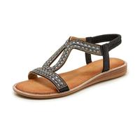 Générique Chaussure Femme Sandales bohèmes tendance à fleurs et cristaux entre les orteils,parfaites pour une tenue décontractée à la plage en été.